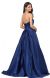 Strapless Puffy Skirt Long Prom Dress with Lace-up Corset back in Navy